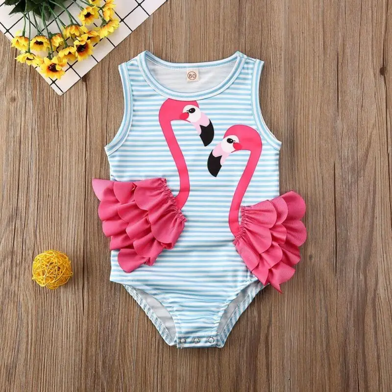 cute swan pattern kids girl one piece swimwear bikini swimsuit bathing suit for children | Children One-Piece Suits