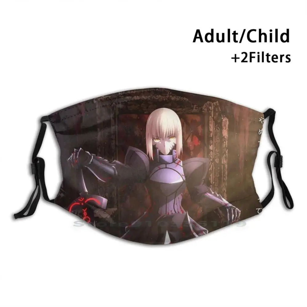 

Saber - Heaven'S Feel Iii Print Reusable Mask Pm2.5 Filter Face Mask Kids Fate Stay Night Anime Fate Saber Fate Grand Order