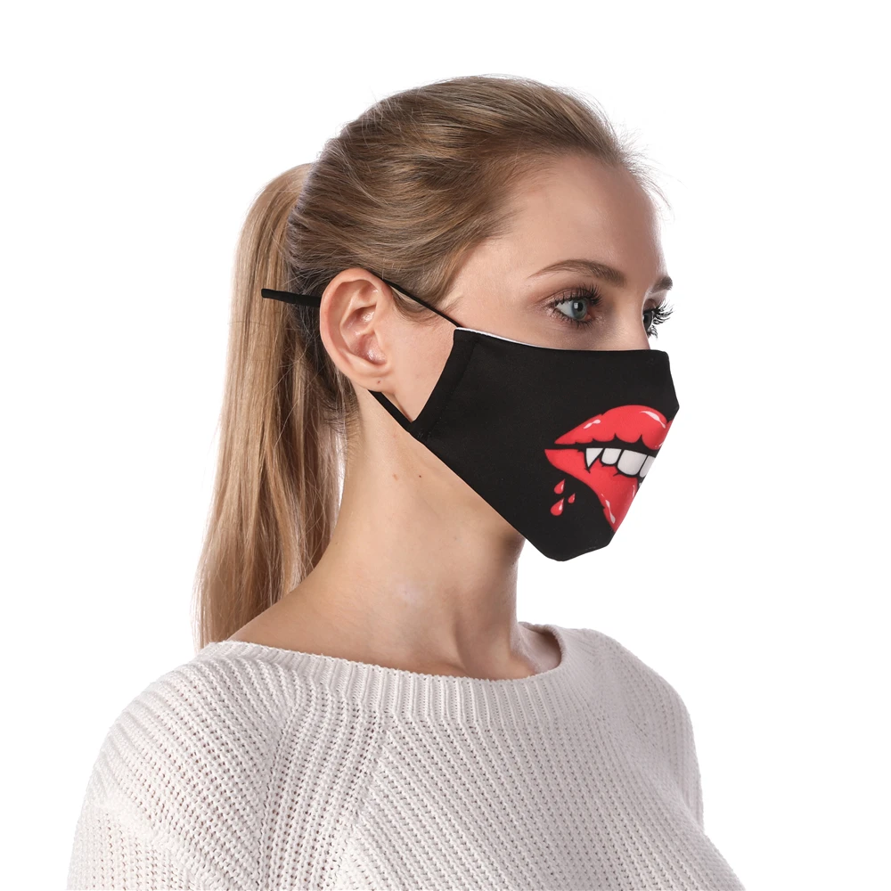 Многоразовая маска для рта Red Lips моющаяся защитная лица с регулируемым ремешком и