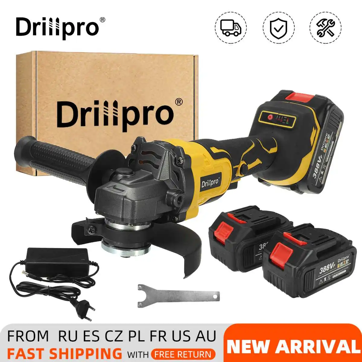 

125mm Brushless Cordless Electric Angle Grinder Machine DIY Woodworking Power Tool with 1/2 Battery For Makita 18V Battery
