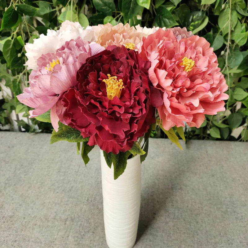 1pc Peony Artificial White Flowers Wedding Wall Decor Silk Flower Arrangement Accessory Fake Big Peonies Home | Дом и сад