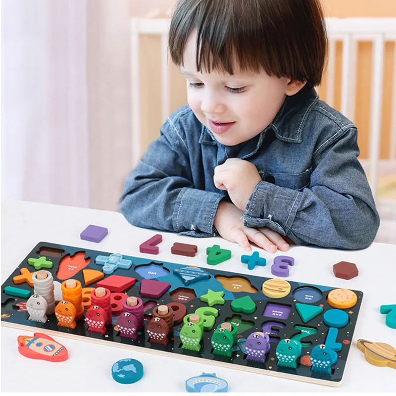 

Preschool Kid Math Toy Set Count Geometric Shape Cognition Match Wooden Educational Toy Children Logarithmic Board