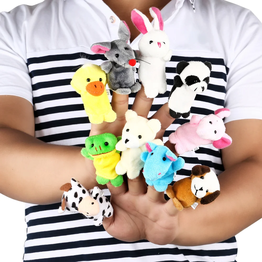 

LEORX 10pcs Cartoon Animal Finger Puppets Dolls Props Toys (Random Pattern)
