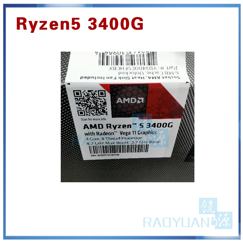 Четырехъядерный процессор AMD Ryzen 5 3400G R5 3400G 3,7 GHz с восьмиядерным процессором 65W YD3400C5M4MFH разъем AM4 Wihtout кулер вентилятор