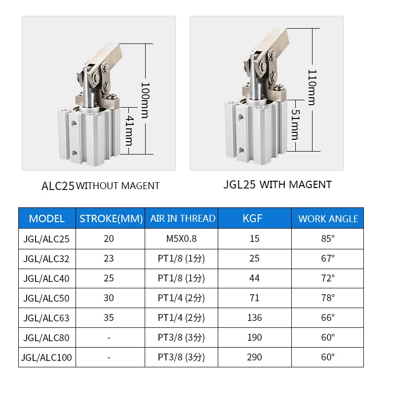 Цилиндр JGL с рычагом ALC зажим коромысла под давлением воздуха зажимной цилиндр