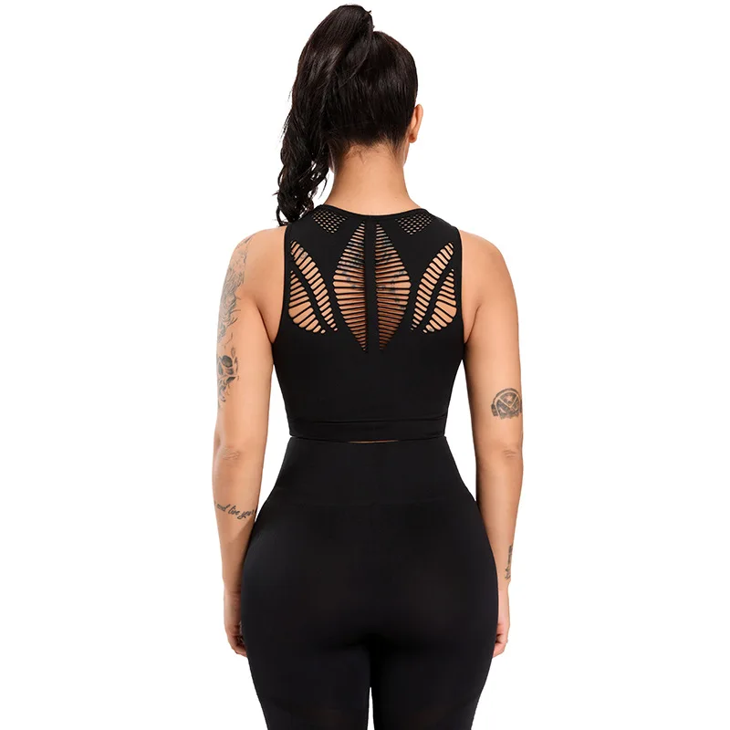 

Women's Workout Set 2-piece High Waist Yoga Tights with Elastic Padded Racer Vest Sports Bra Workout Suit Set Gym Clothing