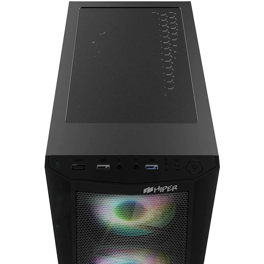 Корпус игровой для ПК HIPER ORO 4RGB чёрный (ATX закаленное стекло RGB fan 4x120 мм 1xUSB HD