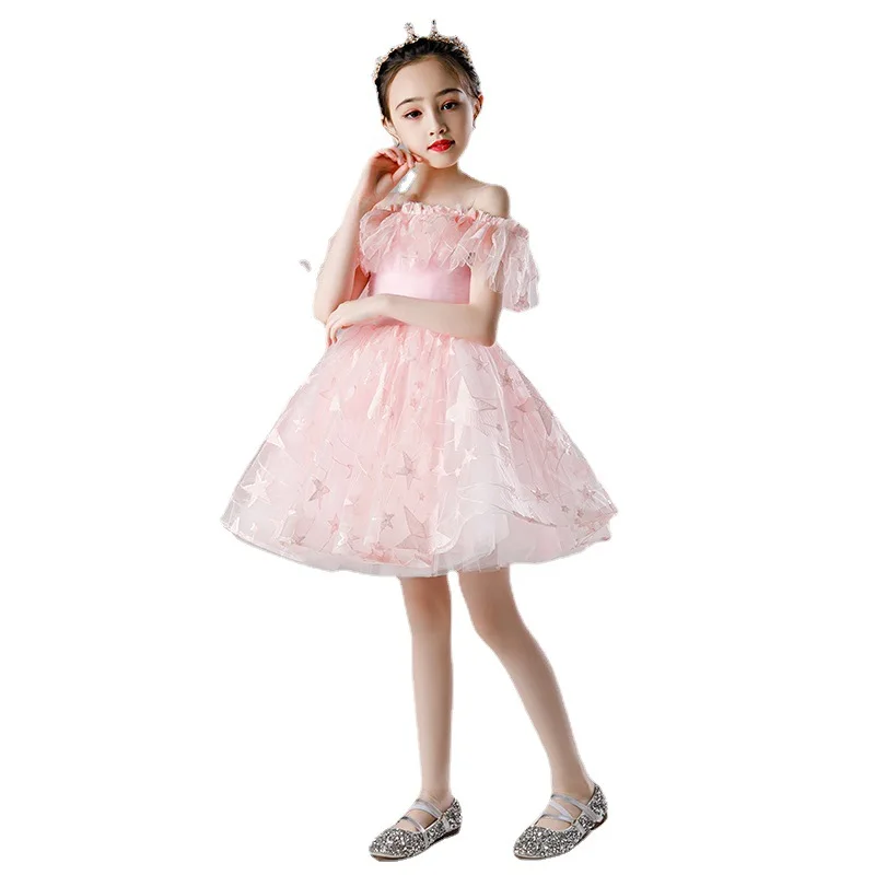 

Teenmiro Flower Girl Dress Children Bridemaid Wedding Dresses For Kids Pink Tulle Gowns 2021 New Girls Elegant Birthday Frocks