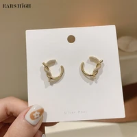 ears high elegant delicate micro paved zircon twist knot stud earrings for women fashion metal circle boucle doreille jewelry