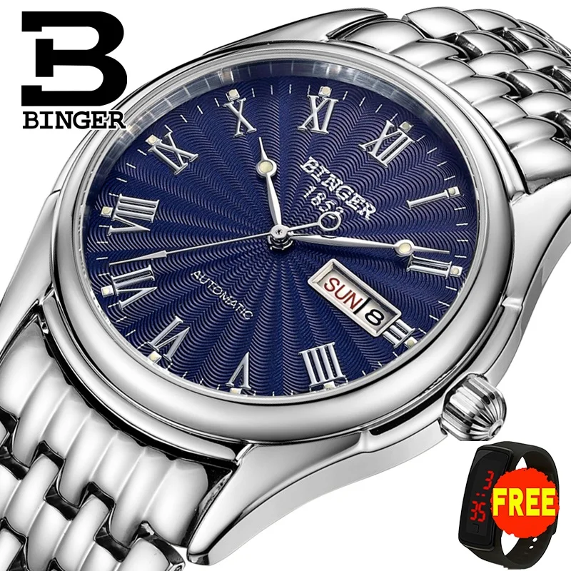 Швейцарские мужские часы Binger роскошные деловые автоматические механические с