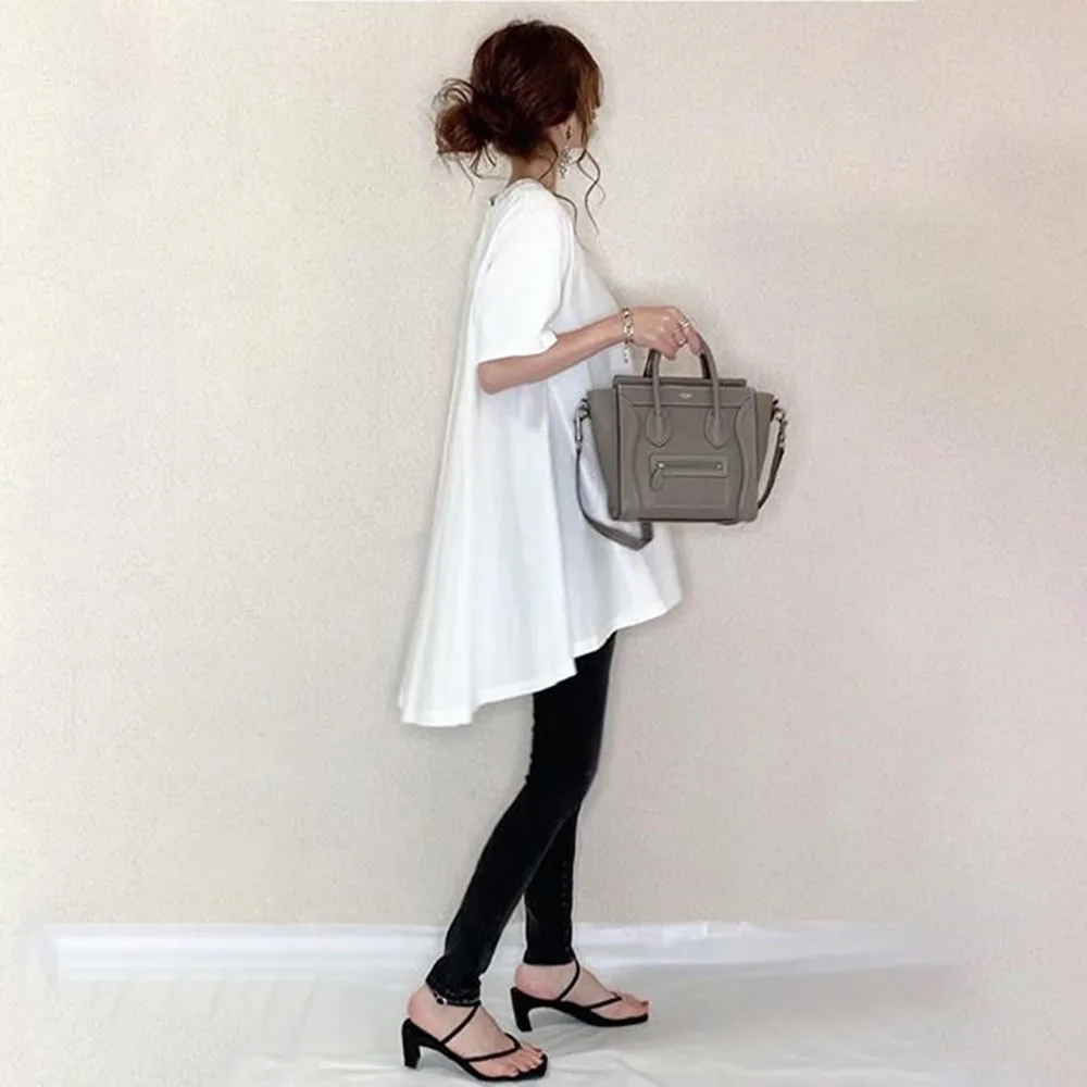 Футболка женская базовая милая длинная рубашка в Корейском стиле Повседневная