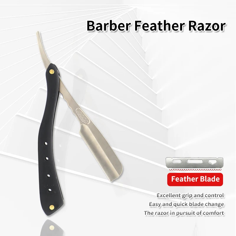 

Custom Professional Barber Straight Cut Throat Feather Razors Replaceable Stainless Steel Blade Shaving Knife Holder