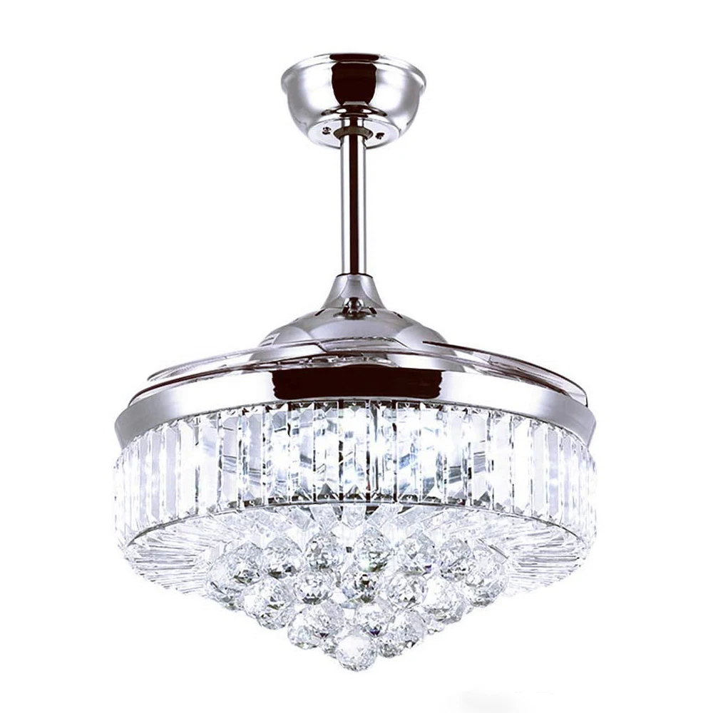 

42'' Modern Fandelier Crystal Ceiling Fan with LED Light and Remote Control 3 Light Changes 3 Speeds Noise-Free Chandelier