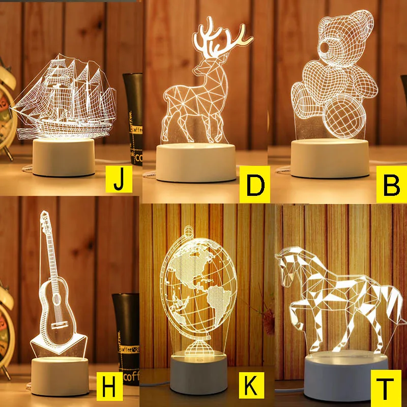 Мультяшный ночной Светильник 3D светодиодный USB Dream мягкий Настольный Ночной