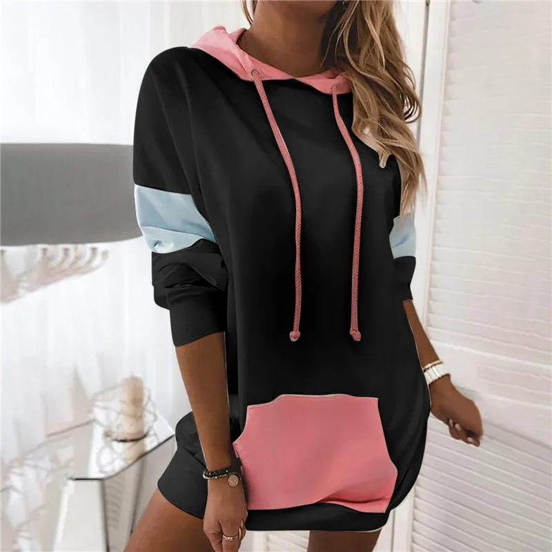 

Summer Thin Hooded Short-sleeved Hoodie Women Loose Casual Drawstring Mesh Fabric Stitching Long-sleeved T-shirt Women's Coat