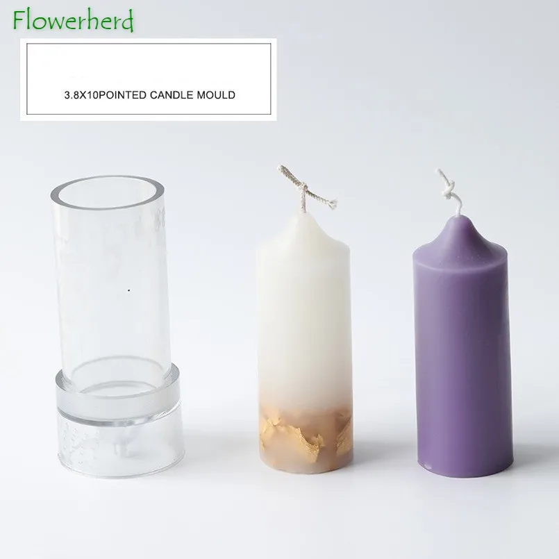 

3.8x10 Pointed Candle Acrylic Mold Long Rod Cylindrical Gold Foil Transparent Plastic Molds Aromatherapy Candle Making DIY