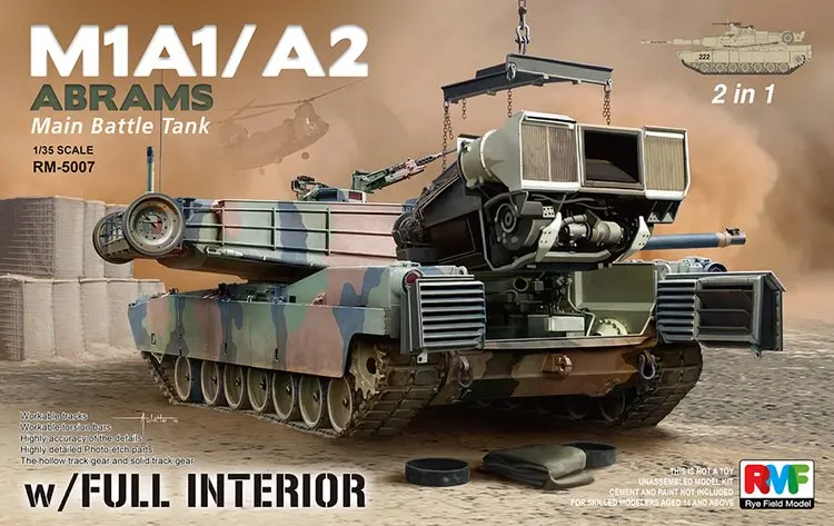 Rye Field 5007 1/35 US M1A1/A2 Abrams w/Полный Интерьер танк дисплей коллекционная игрушка