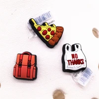 novelty no thanks shoe charms accessories cute backpack pizza shoe buckle decoration for croc jibz kids x mas party gifts f85al
