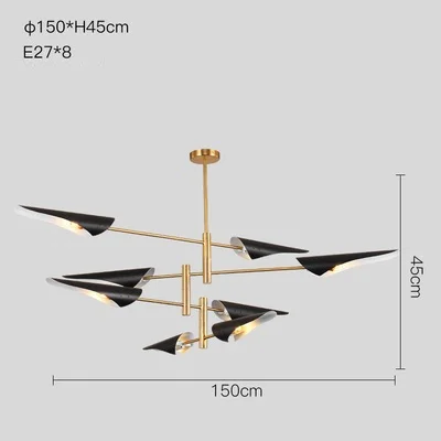Modern LED branch chandelier personality creative adjustable angle living room dining room bar ceiling black / white chandelier - Цвет абажура: 8 Branches