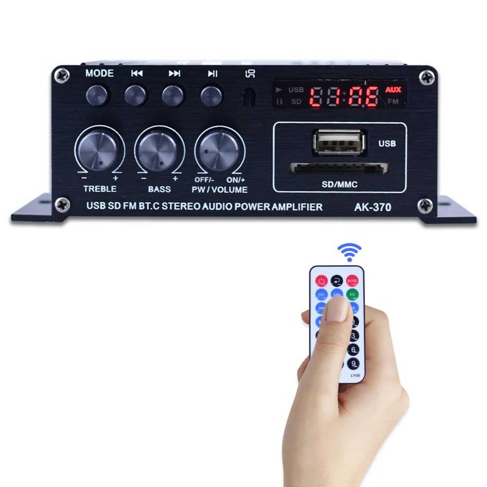 Цифровой усилитель мощности AK370 2 0 каналов Bluetooth 200 + 20 Вт мини Hi Fi стерео аудио