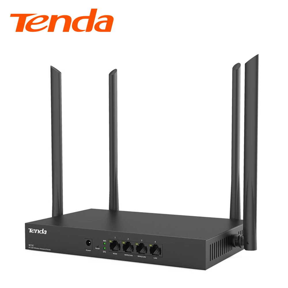 Беспроводной маршрутизатор Tenda W15Ev2.0 AC1200 Wi Fi ретранслятор с 4 антеннами высоким