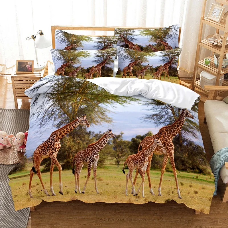 

Wild Giraffe Bedding Set Queen Size Duvet Covers Couple Bed Quilt Cover Set Comforter Sets 220x240 Double 150 King Duvets Cotton