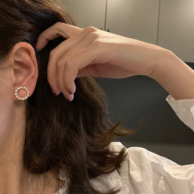 Золотистые круглые жемчужные Клипсы-манжеты для ушей из искусственного жемчуга