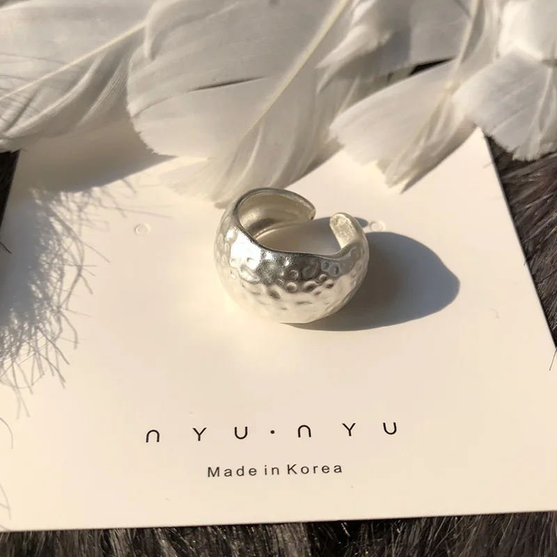 SRCOI Золото Серебро Цвет поверхность Bump Matel модное Открытое кольцо простой стиль широкие массивные купольные кольца на палец Новинка для женщин - Цвет основного камня: Silver A