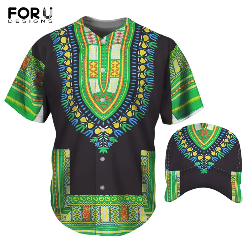 

FORUDESIGNS анкарская винтажная мужская бейсбольная куртка и форма с Африканским принтом 2 комплекта Мужская рубашка с круглым вырезом топ с кор...