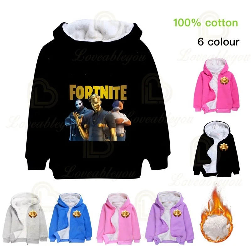 

Fortnite Unisex Cartoon Hoodies Kids Boys Girls Winter Warm Coat Fashion Children's Clothing Battle Royale 3D Long Sleeve Hoody