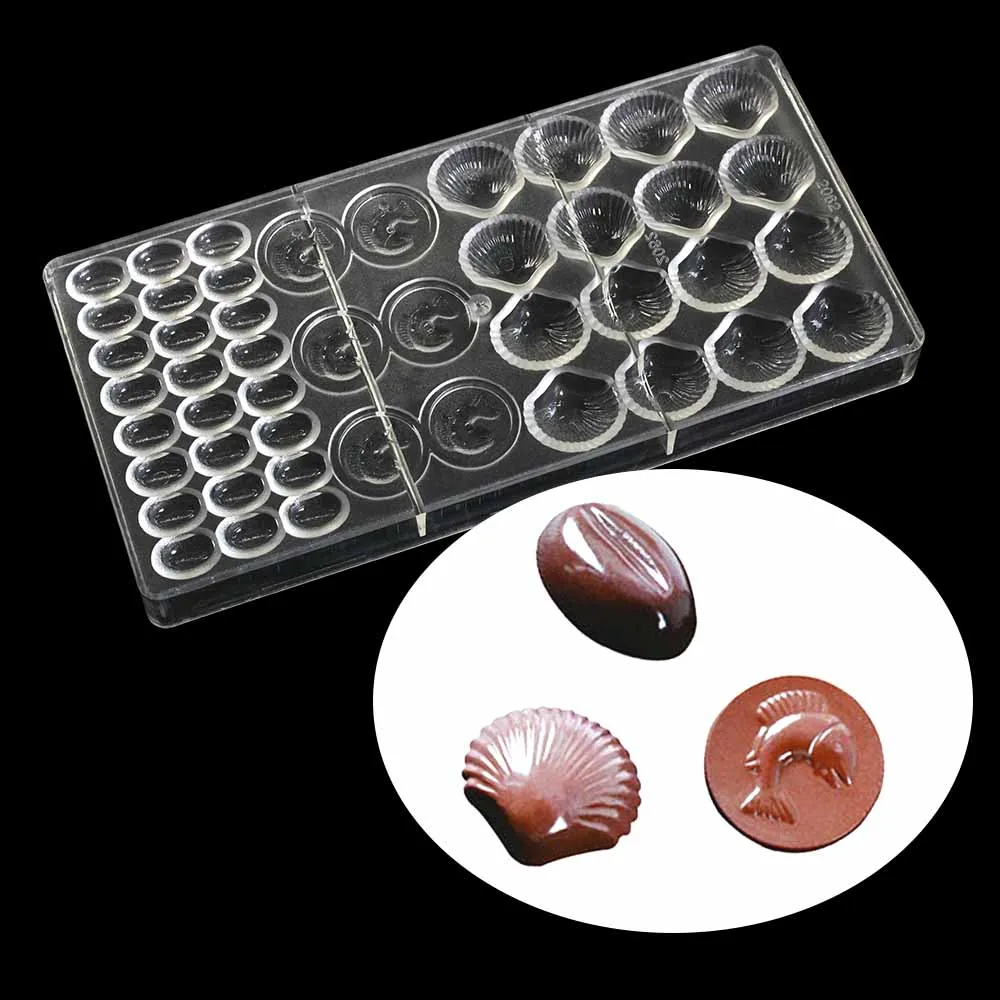 

3 Style Of Shells Cake Decorating Tools Polycarbonate Chocolate Mold Candy Pastry Confectionery Chocolate Kitchen Baking Tool