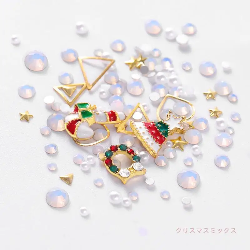 Металлические 3D Алмазные украшения для ногтей Рождественские Подвески