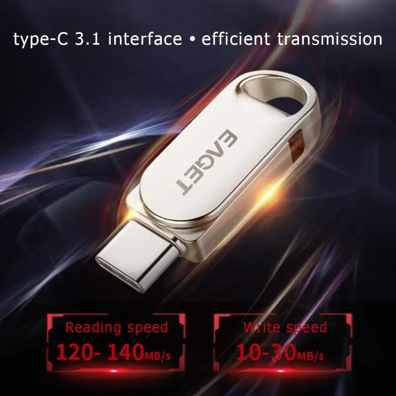 EAGET CU30 металлический флеш-накопитель USB 3,0 Накопитель Памяти 16/32/64/128GB телефон OTG Тип C ручка диск Мини U диск