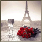 Набор для вышивки сделай сам с рисунком Эйфелевой башни Парижа, романтическая роза, хлопковая нить для рукоделия, холст, украшение для дома