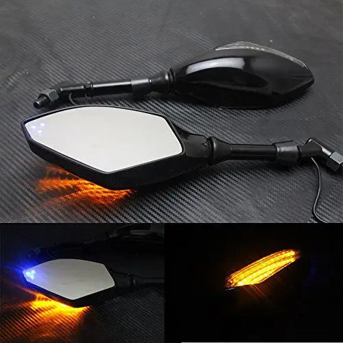 

1 Pair Turn Signals Rear View Side Mirrors Universal Motorcycle Rear View Side Mirrors LED Turn Signals Integrated Mirror