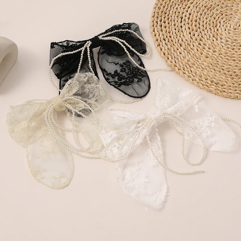 

Women Girls Cute Hairpins Hair Rope Lace Bow Ribbon Hair Clip Hair Ornament Fashion Headband Pink Hair Accessory Spring Clip