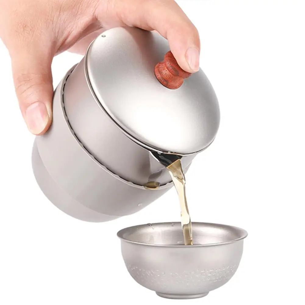 Титановый чайный набор металлический сетчатый инфузер с фильтром и резиновой