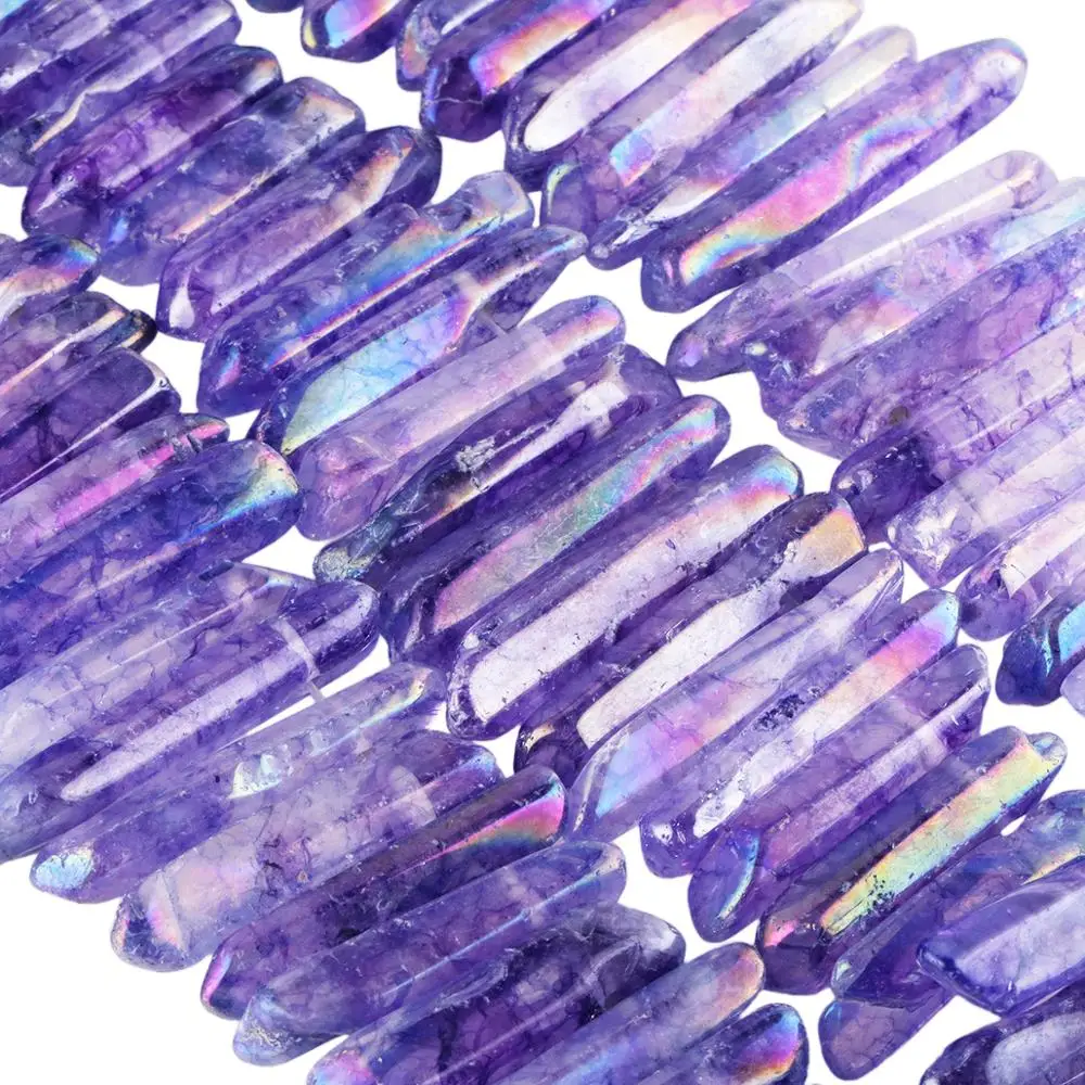 Тувельлува фиолетовый титановое покрытие натуральные кристаллы кварцевые точки