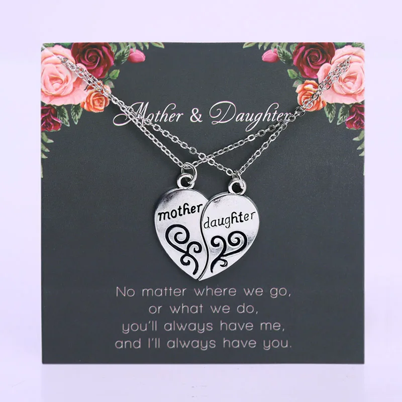 Набор ожерелья с подвесками в форме сердца для матери и дочери пар Луна Звезда