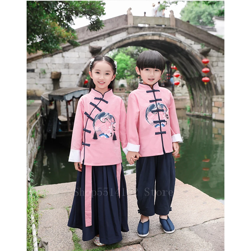 Древний китайский костюм платье Ципао детский винтажный Тан одежда для