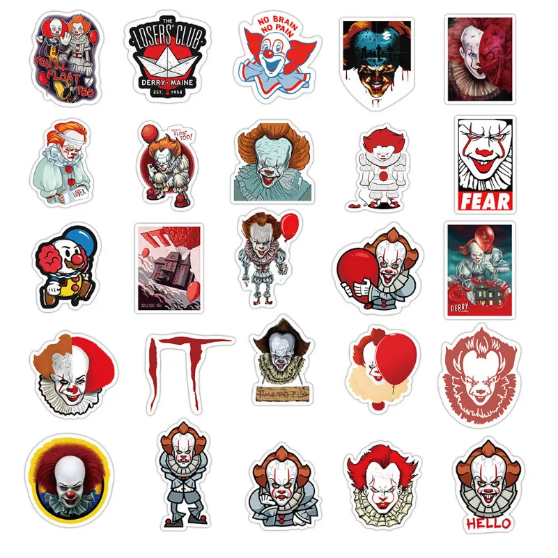 

50Pcs/Set clown Graffiti Waterproof Skateboard Travel Suitcase Phone Laptop Luggage Stickers Cute Kids Girl Toys