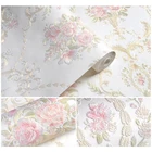 5x100 см европейские 3D тисненые цветы нетканые самоклеящиеся обои для гостиной украшение Розовые Настенные бумаги домашний декор