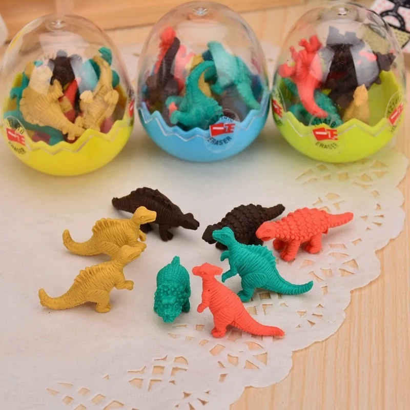 

Kawaii Korean Creative Stationery Gift Dinosaur Egg Student Eraser Set Wholesale School Supplies Stationery Prizes for Kids