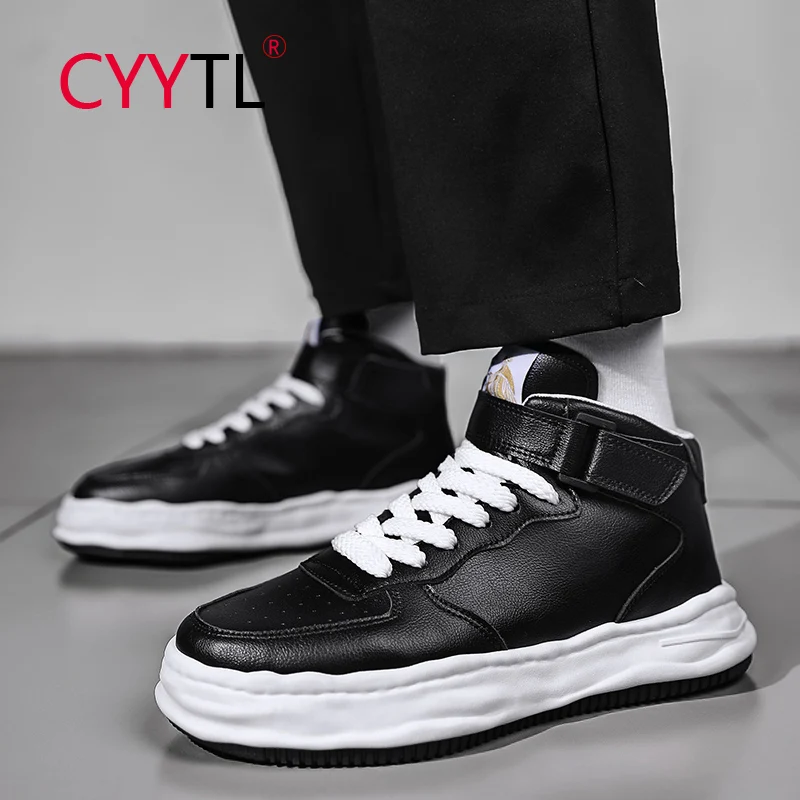 

CYYTL 2021 High Top Leather Teenager Sports Shoes for Men Breathable Outdoor Running Winter Walking Sneakers Boys Trainers