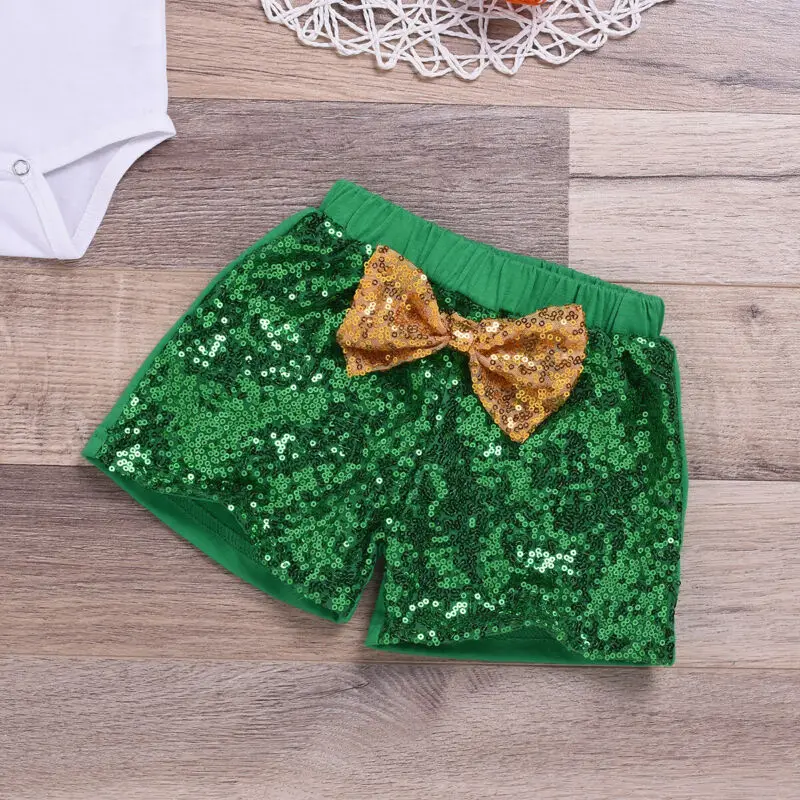 

UK Newborn Baby Girl St.Patrick's Day Outfit Clothes Romper+Shorts 4PCS Set