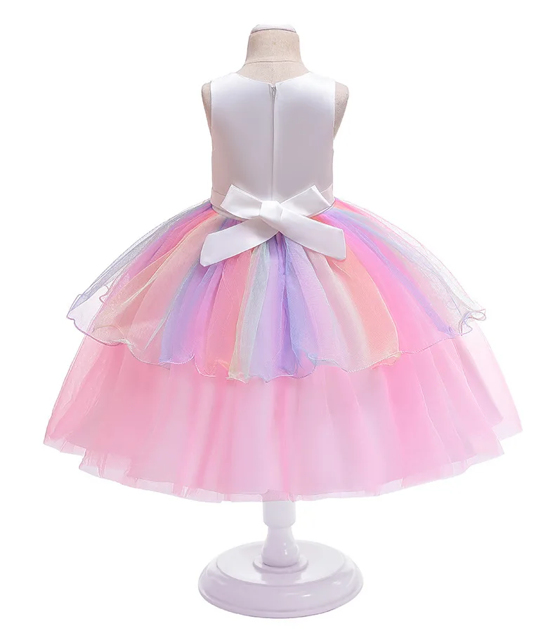 Girls Unicorn Costume with Hair Band Wings Suit Kids Baby Flowers Rainbow Tutu Birthday Party Princess Cosplay Dress for 4 to 10