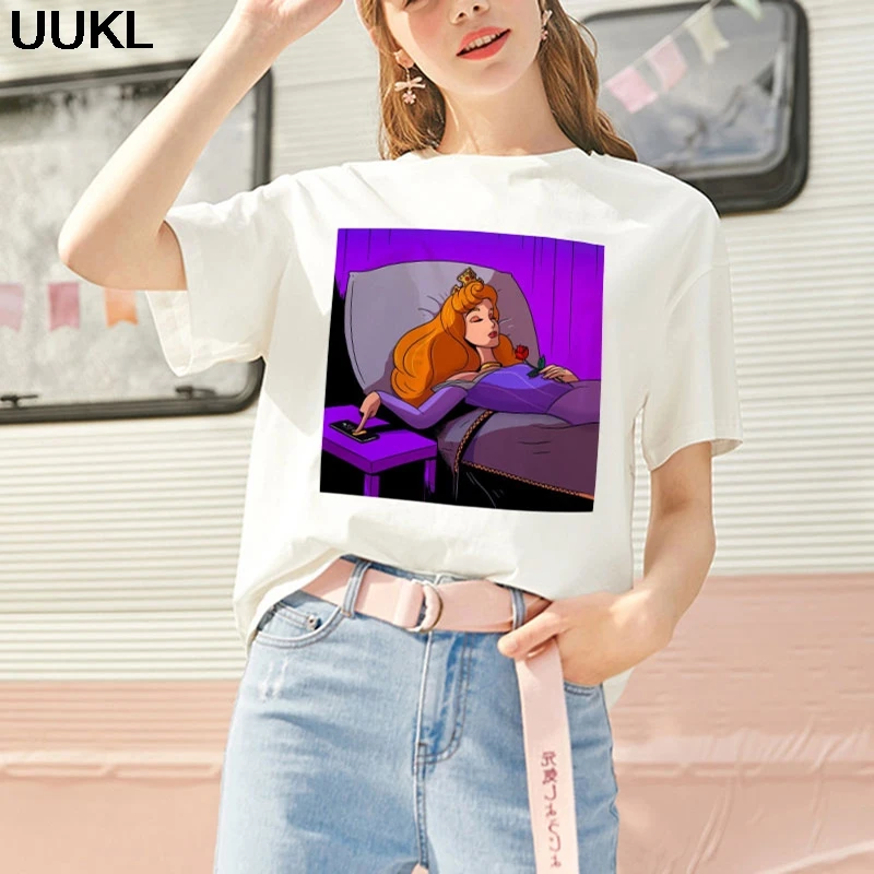 

Ropa Mujer Verano 2020 Fashion T Shirt Harajuku Fun Princess Turn Off The Alarm Clock Female T-shirt Leisure Streetwear Tshirt
