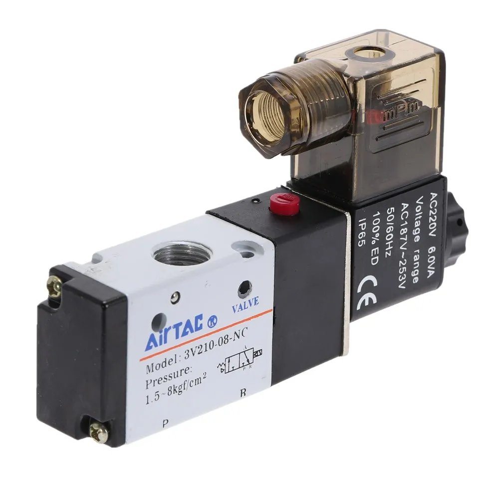 Пневматический 3 Way 2 Позиция 1/4 &quotэлектромагнитный клапан AIRTAC 3V210 08 DC12V DC24V AC110V