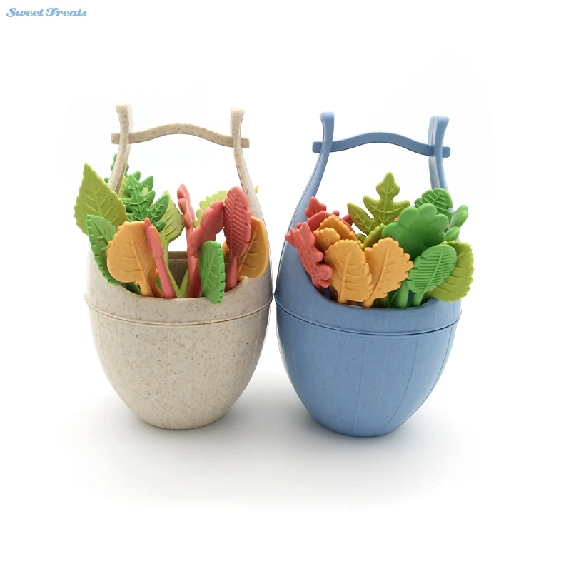 16 шт. набор зеленых биоразлагаемых вилок для фруктов и салатов | Дом сад