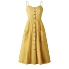 Элегантное женское платье на пуговицах с принтом, желтое платье средней длины в горошек с карманами, летнее повседневное женское пляжное платье размера плюс, 36 цветов, 6